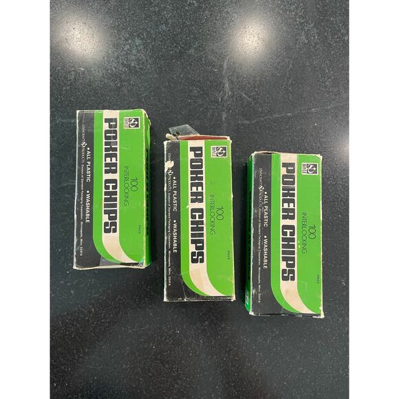 Vintage Hoyle Poker Chips plastic red,white,blue in original boxes 3 sets - Picture 3 of 4